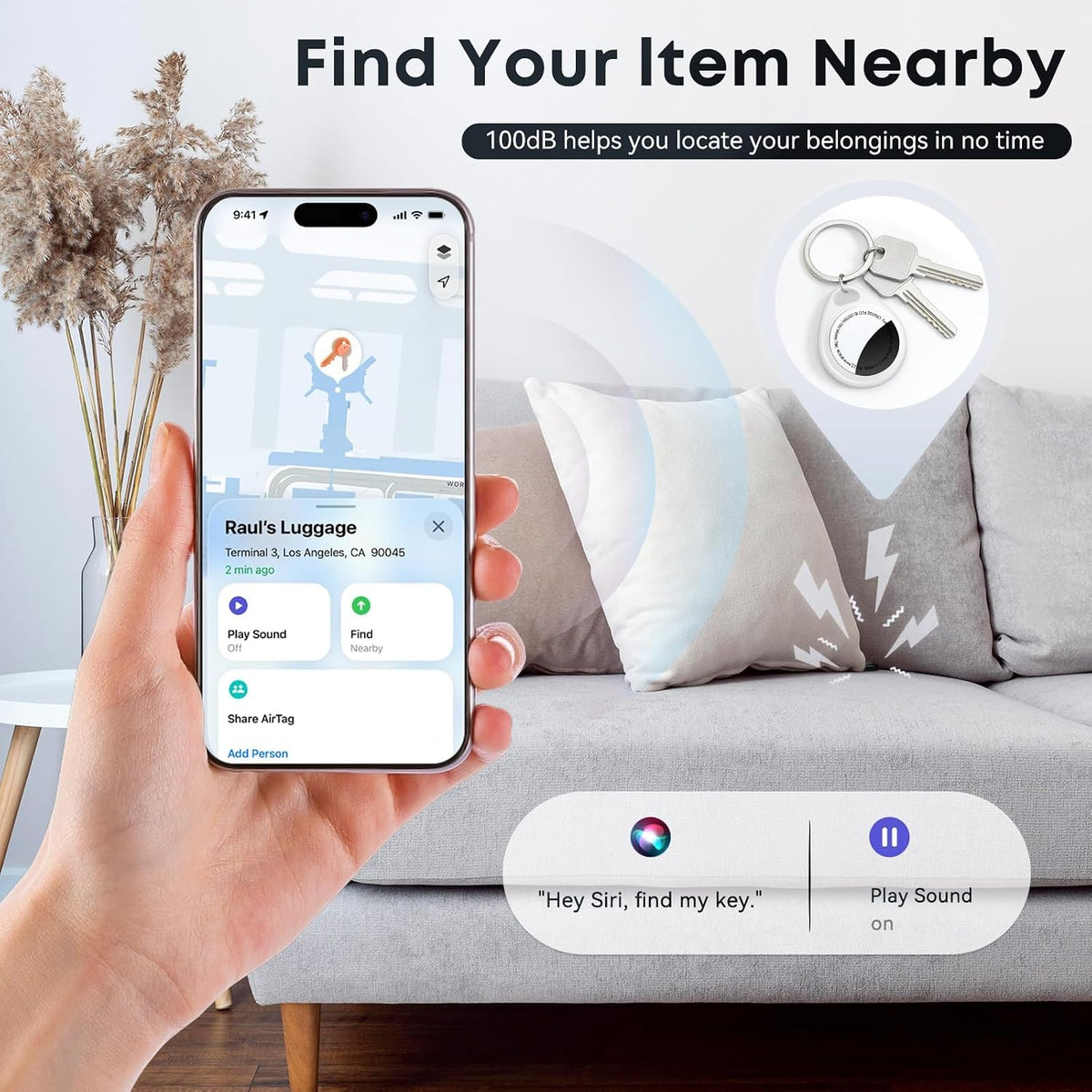 Bluetooth Air Tracker -4 Pack with Hybrid Armor Case, Compatible with Apple Find My (iOS Only), Item Finder for Keys Lug