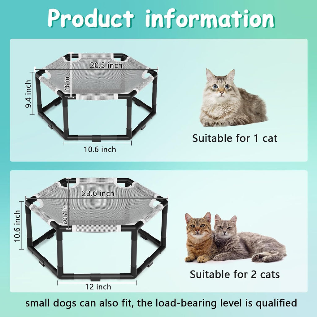 Elevated Cat Hammock Bed, Hexagon Raised Cat Swing Bed Chair Cot