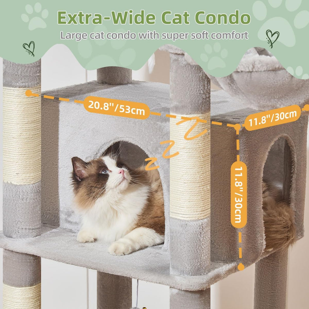 Taoqimiao Heavy-Duty Cat Tree, 71 in Cat Tower for Large Cats 20lbs+