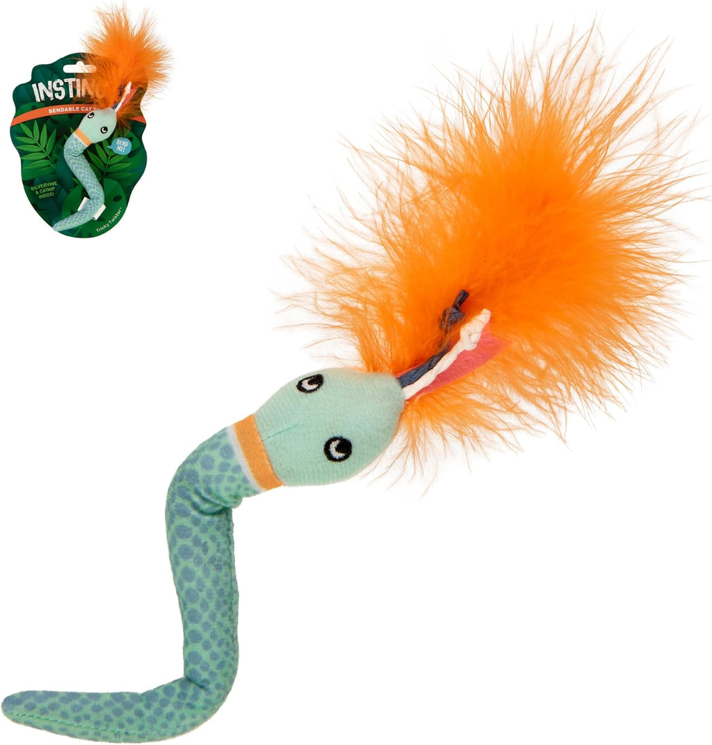 Instincts by SmartyKat 2-Pack HappyNip Love Mates Feather Birds Plush Cat Toys, Contains Catnip & Silvervine - Orange/Gr