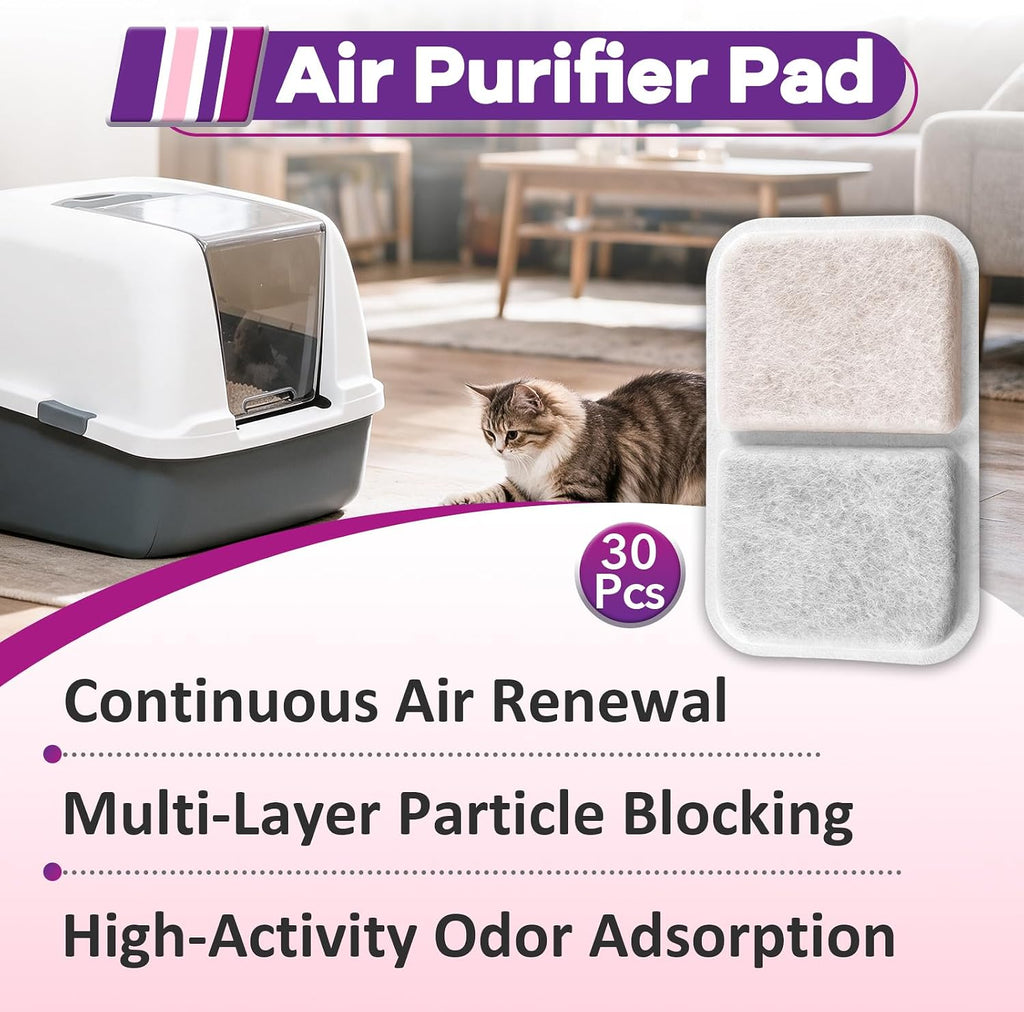 30PCS Cat Litter Box Filters Compatible with Catit Jumbo/Regular/Smartsift