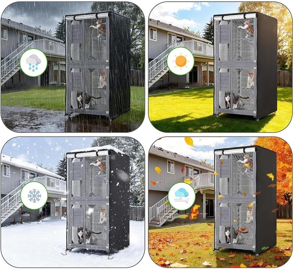 Weatherproof Cat Cage Covers for Outdoor Cats Rain Sheet and Wind Shield Fits Large Furniture Catio 25 x 25 x 158 cm