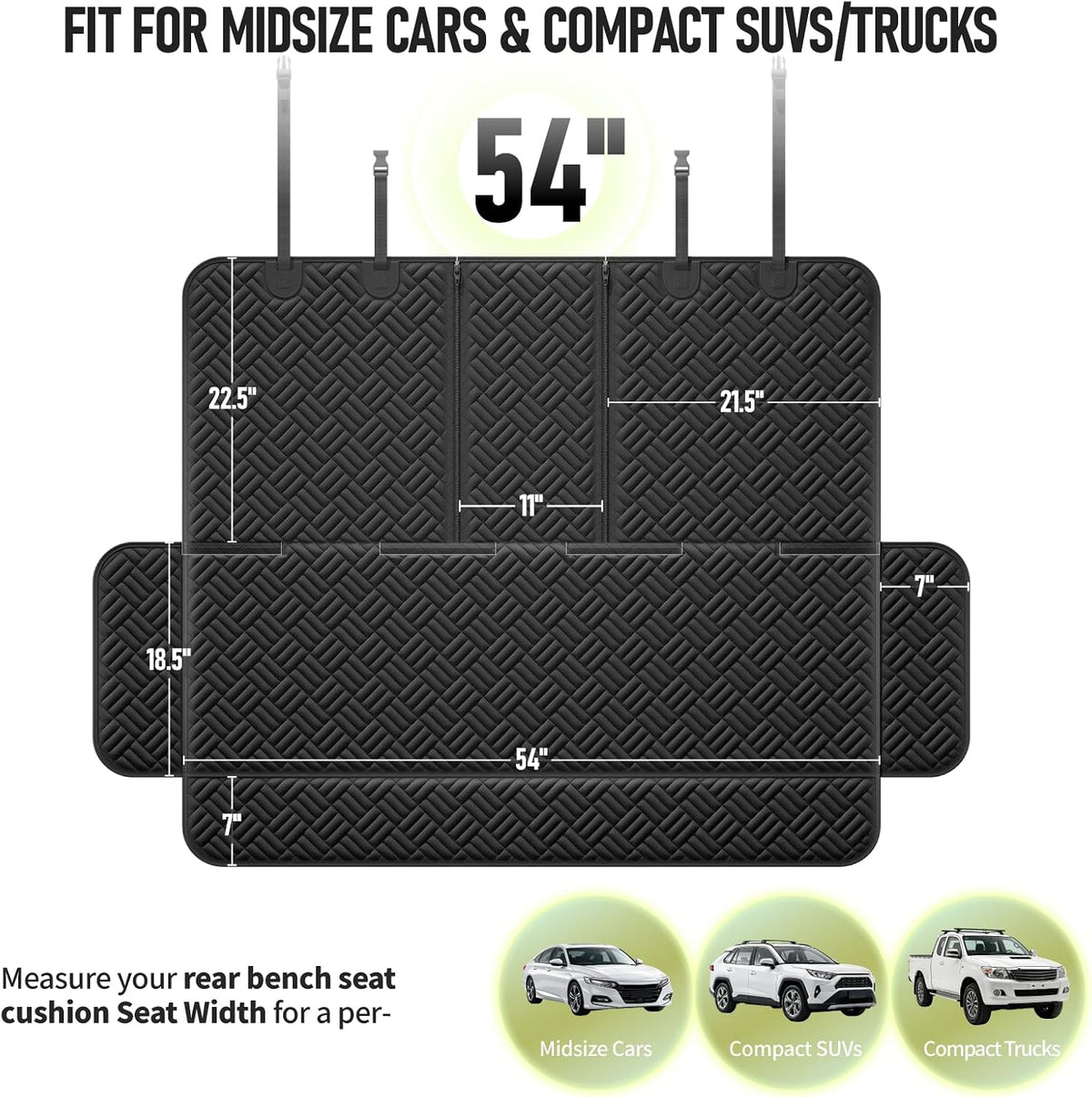 Dog Car Seat Cover for Back Seat, Waterproof 600D Oxford Protector