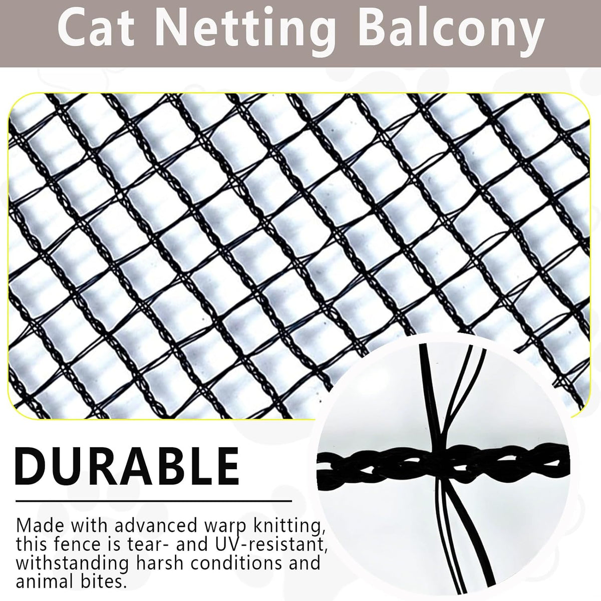 POYEE 10x20ft Cat Netting Balcony, Safety Net for Pets