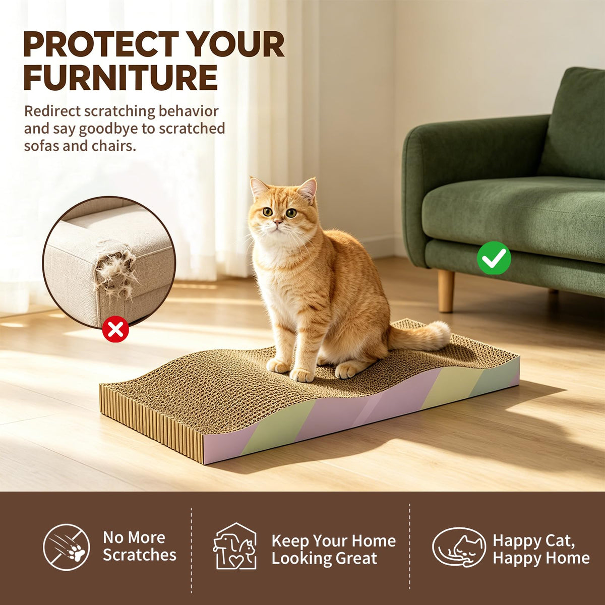Cat Scratching Board 2-Pack, Reversible Cat Scratcher Pad, Large