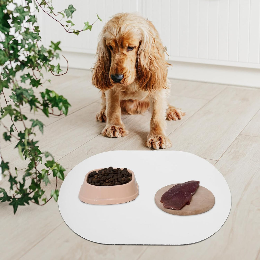 White Diatomite Pet Feeding Mat with Non Skid Protection for Floors