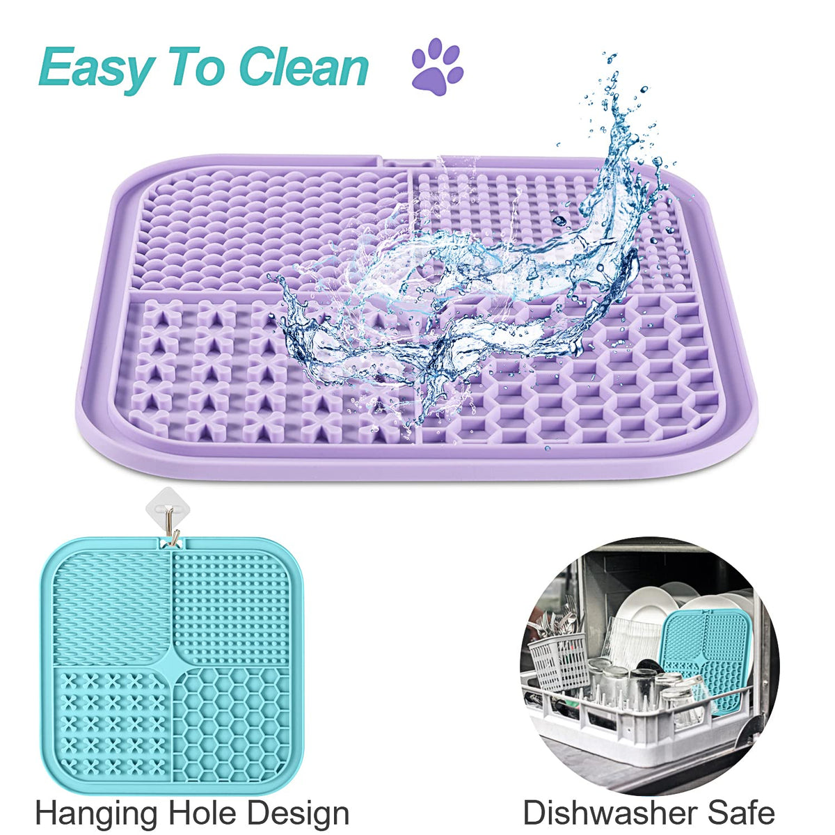 LUKITO Lick Mat for Dogs & Cats 2 Pack, Slow Feeder Licking Pad with Suction Cups for for Anxiety Relief and Boredom Reducer, Perfect for Bathing Grooming