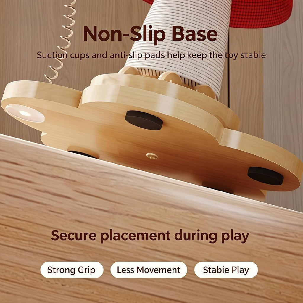 Mushroom Shape, Sisal Scratching Post with Double Layer Turntable & Feather