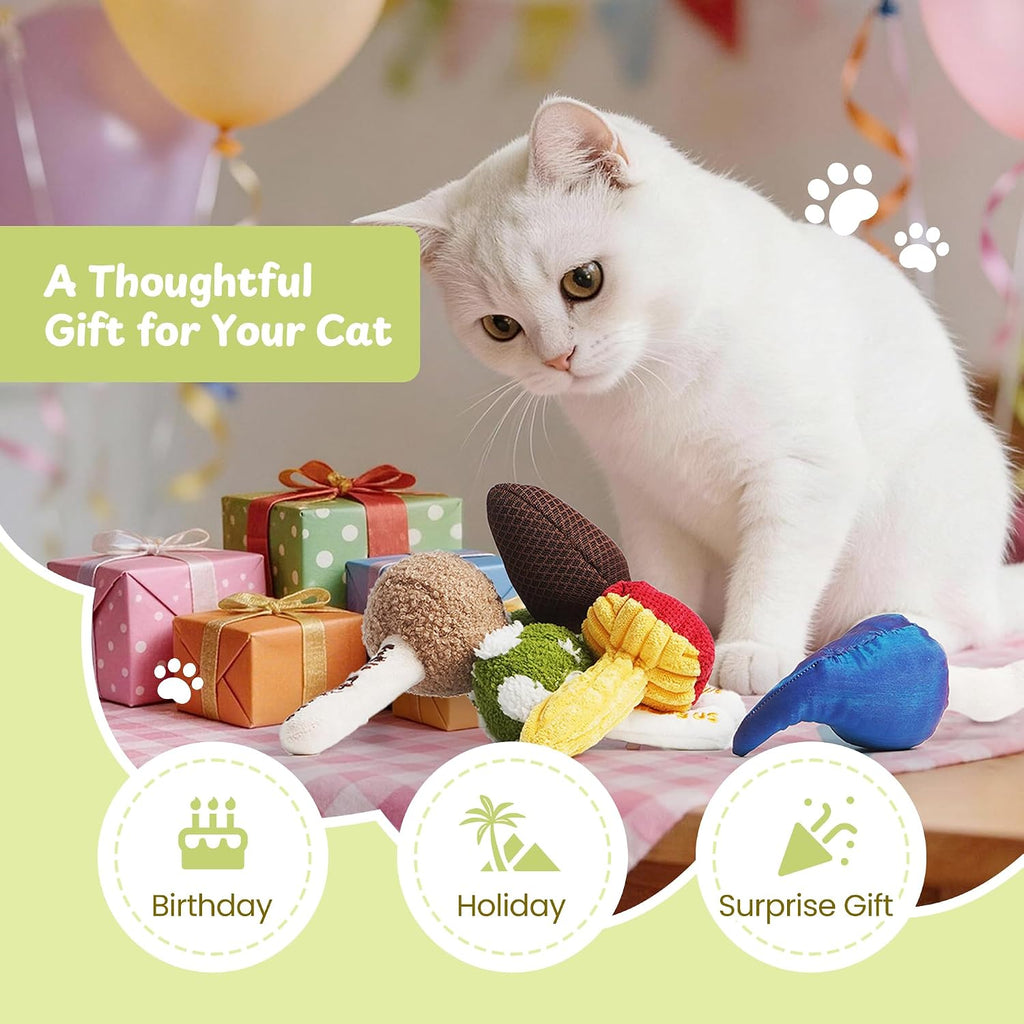 5 Pack Catnip Toys, Cat Toys with Catnip & Silvervine, Colorful Mushroom Kitten Teething & Cat Chew Toys with Different 