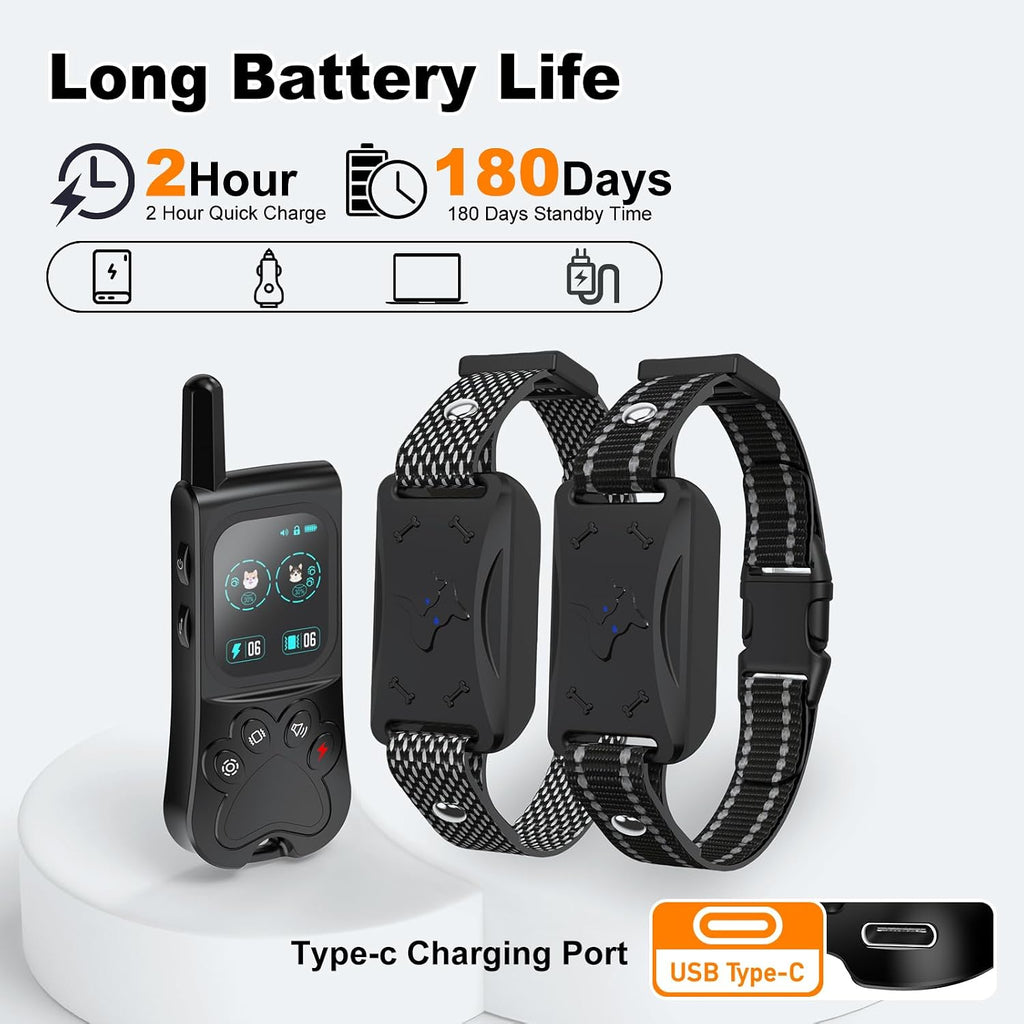 2In1 Wireless Dog Collar Fence System & Training Collar 2Pack