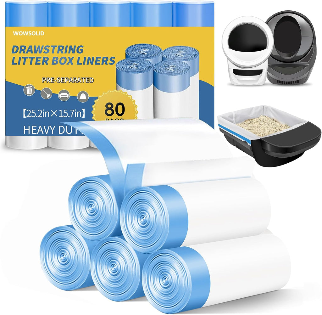 80 Count Automatic Litter Box Bags, Cat Litter Box Robot 4/5 Waste Bags
