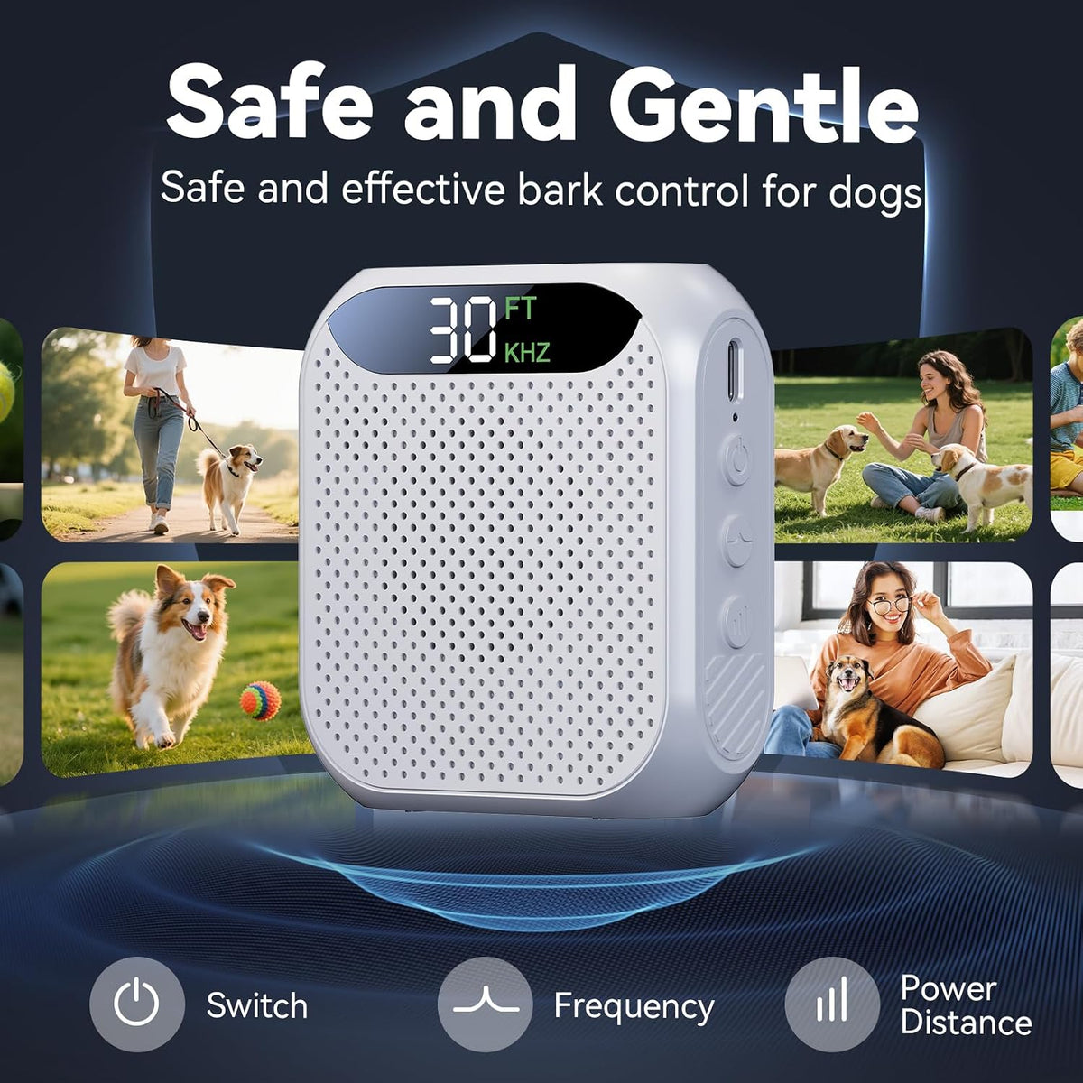 Anti Barking Device for Dogs,3 Modes Dog Bark Deterrent Device