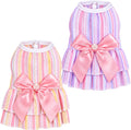 Small Dresses for Dogs, 2 Pcs Sweet Bowknot Pink Dog Dress