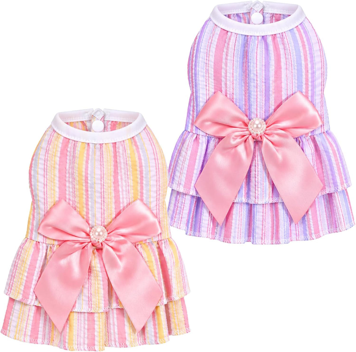 Small Dresses for Dogs, 2 Pcs Sweet Bowknot Pink Dog Dress
