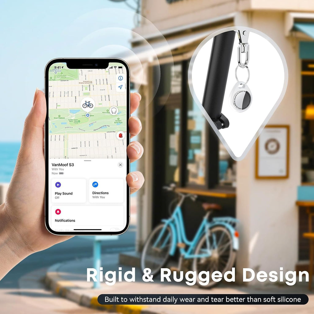 Bluetooth Air Tracker -4 Pack with Hybrid Armor Case, Compatible with Apple Find My (iOS Only), Item Finder for Keys Lug