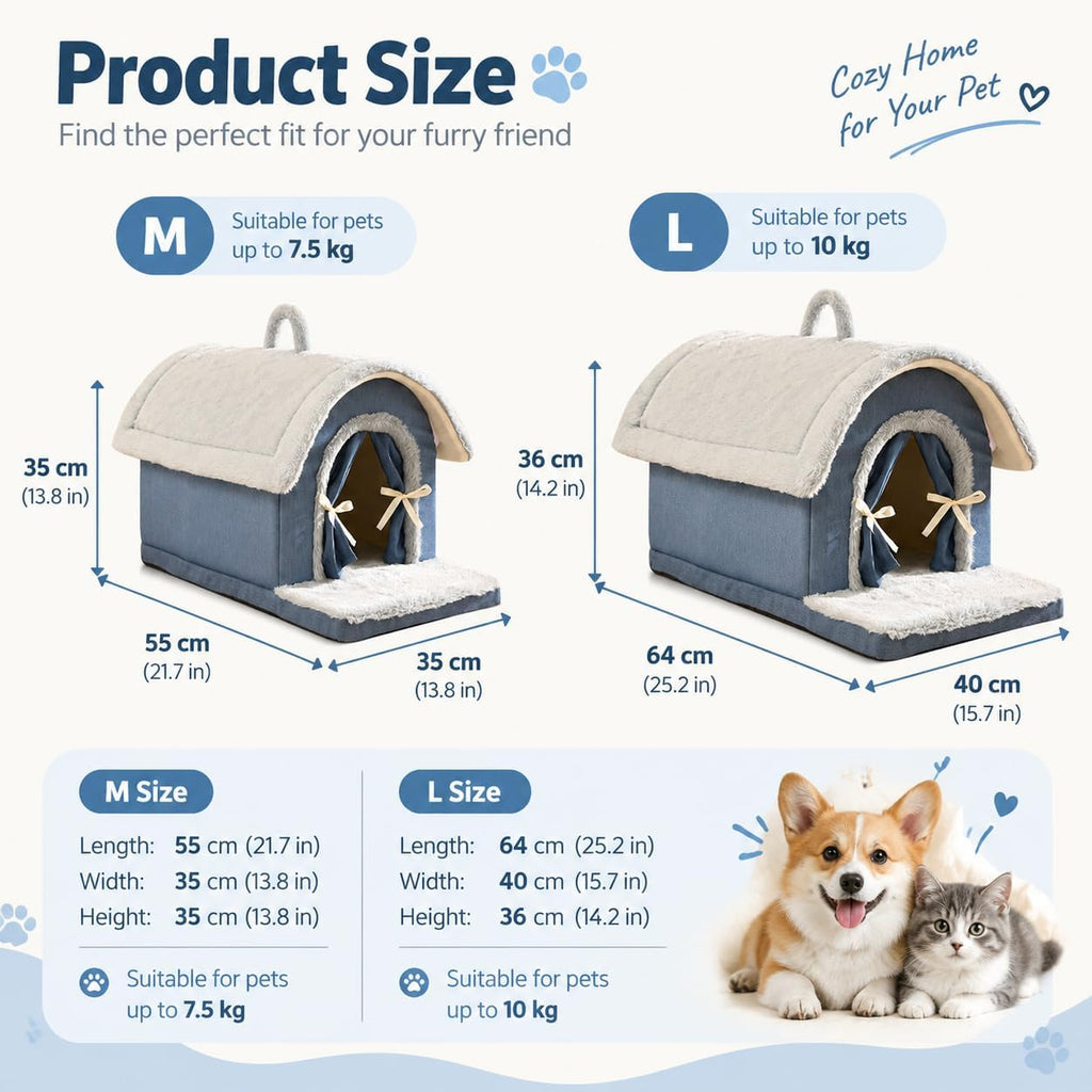 Indoor Dog House, Dog Cave for Small & Medium Dogs