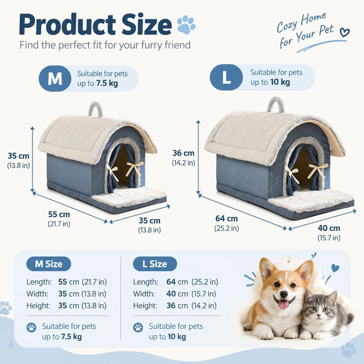 Indoor Dog House, Dog Cave for Small & Medium Dogs