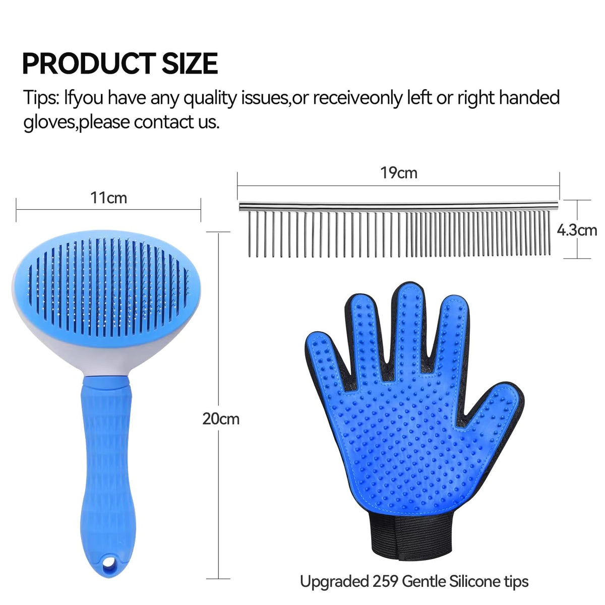 Dog & Cat Brush,Pet Grooming Kit 4PCS- Dog Brush for Shedding| A Pair Pet Hair Removal Gloves| Metal Comb for dog.Remove