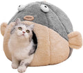 Cat Beds for Indoor Cats-Cat Bed Cave,Cute Lively Pufferfish shape,Grey L