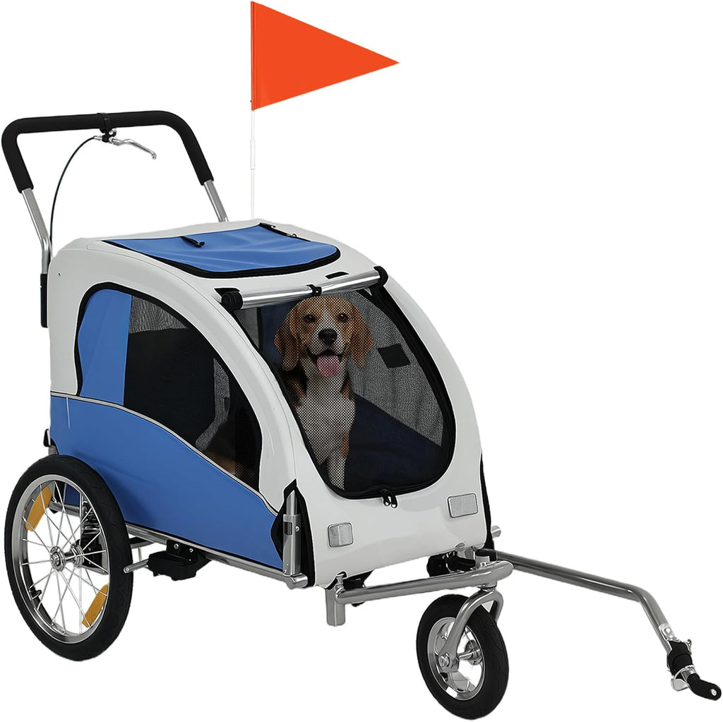 Aosom Dog Bike Trailer 2-in-1 Pet Stroller, Red