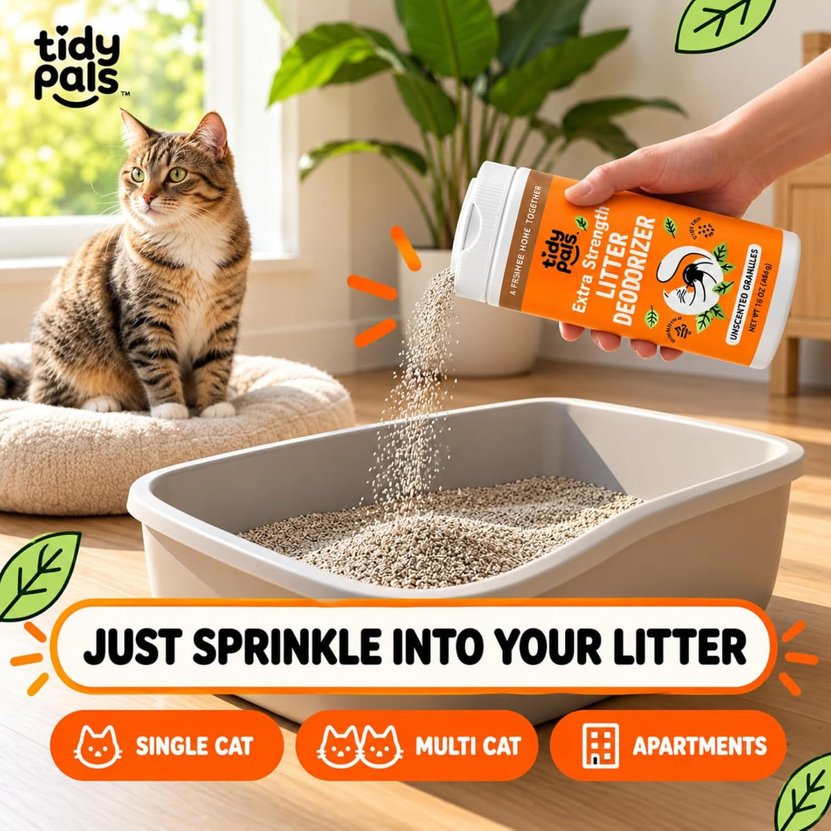 Cat Litter Deodorizer, Fragrance Free Zeolite and Carbon, 16 oz