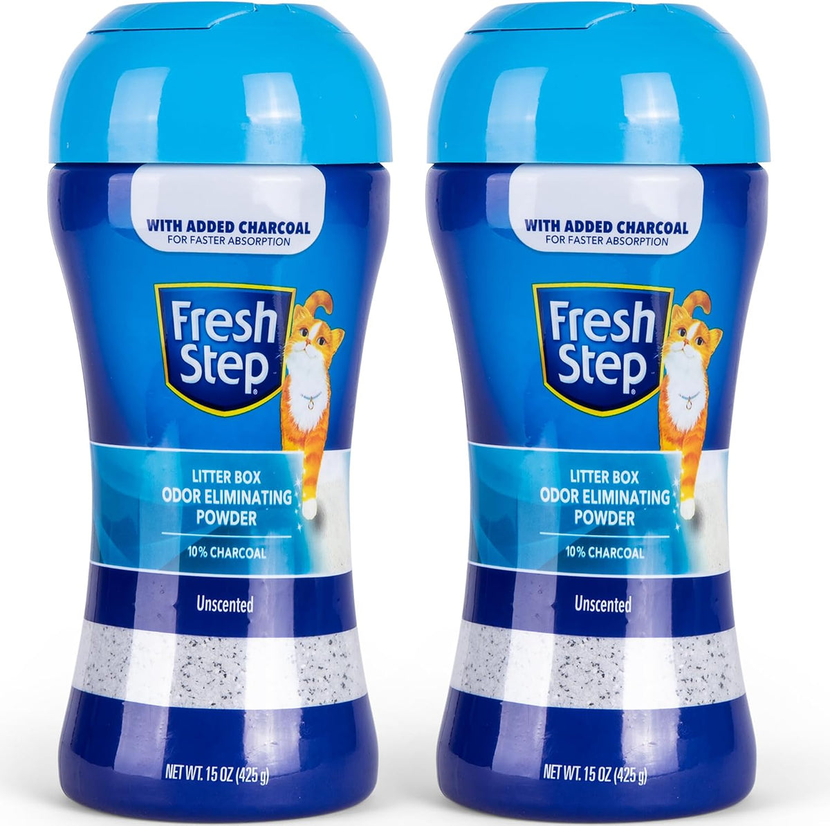 Fresh Step Charcoal Odor Eliminating Cat Litter Box Powder, 15 Oz, 2-Pack