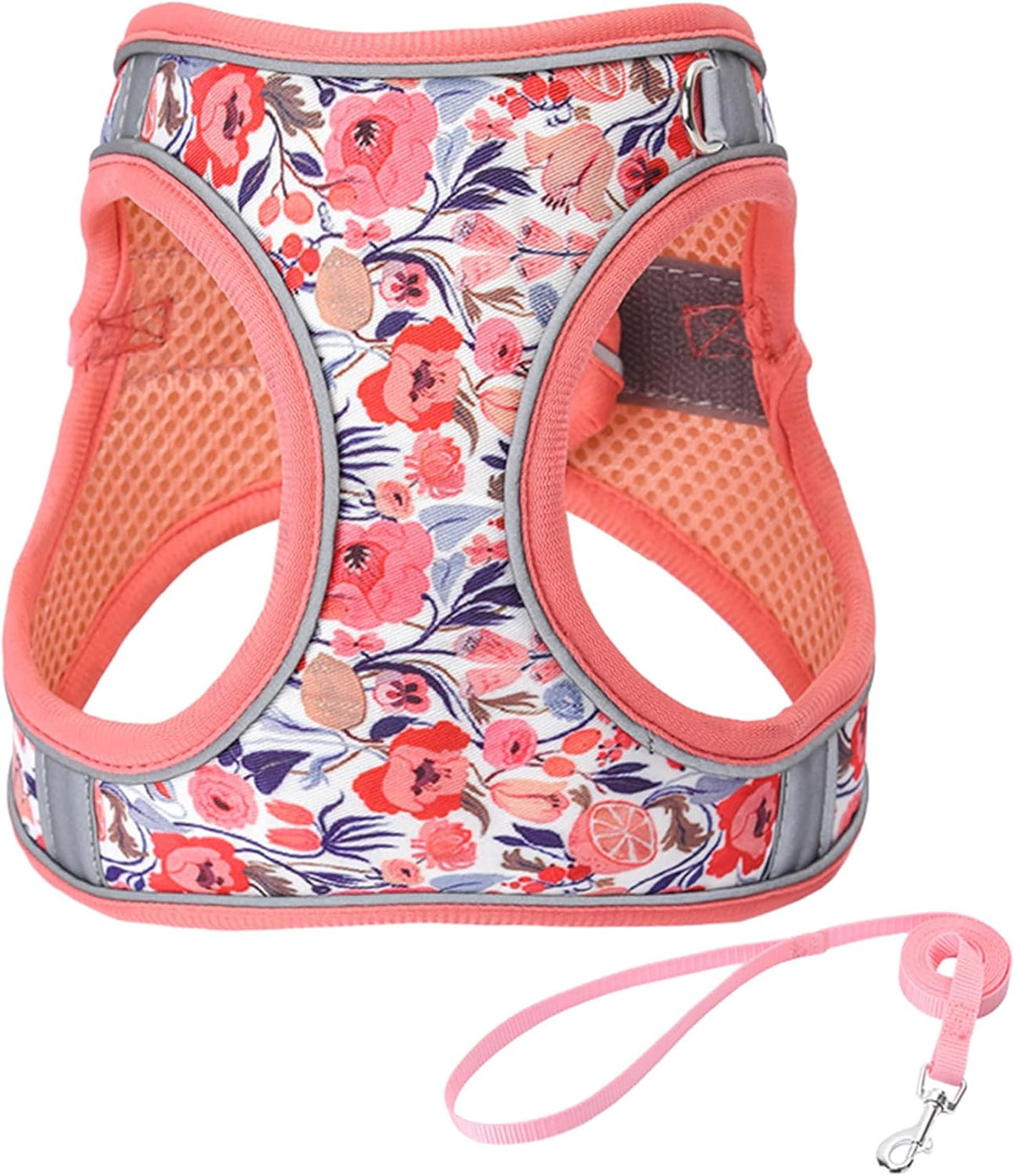 XXS Yellow Flower Pattern Dog Harness and Leash Set,No Escape Harnesses for Training Walking，Breathable Adjustable Puppy