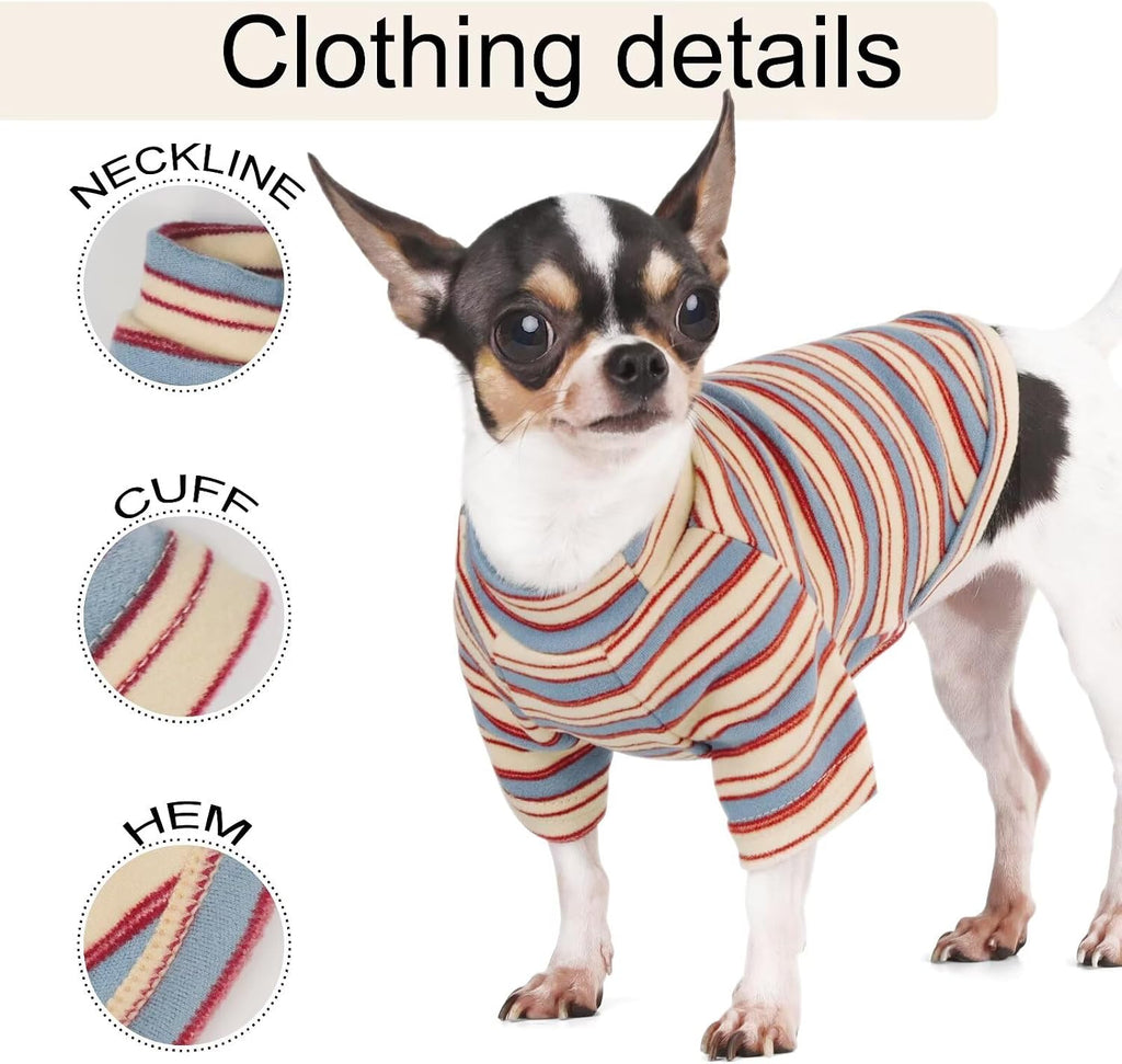 Stylish Striped Block Dog Shirt Breathable Clothes Red&Blue M