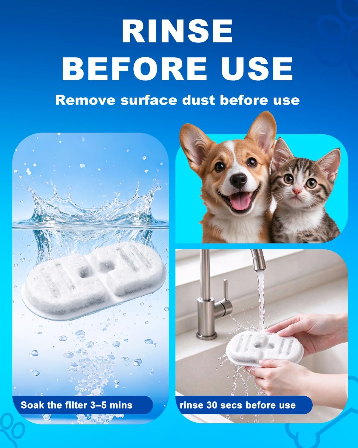 6+6-Pack Cat Water Fountain Filter Compatible with FEELNEEDY FN-W22/FN-W22X