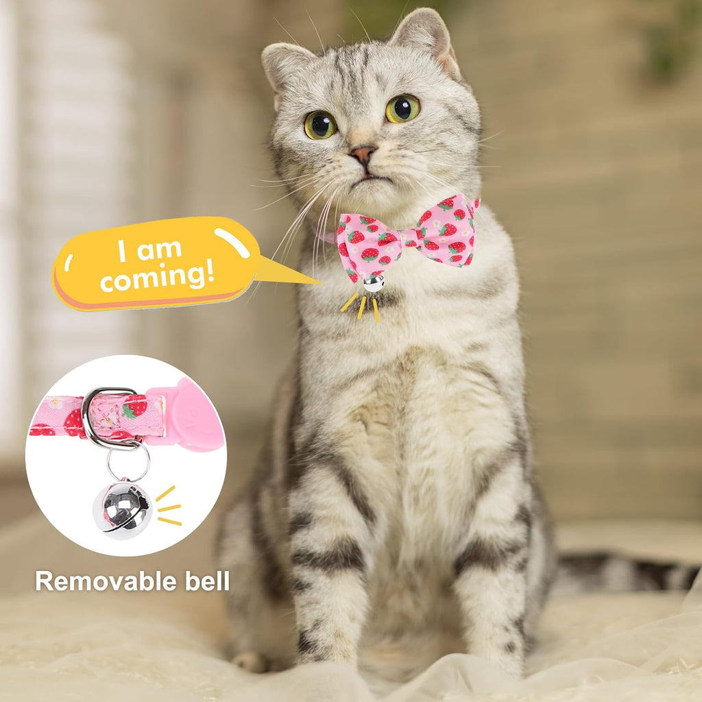 Breakaway Cat Collars with Bell & Cute Pendants - 3 Pack Adjustable Safety Kitten Collars - Decoration for Girl Boy Cats