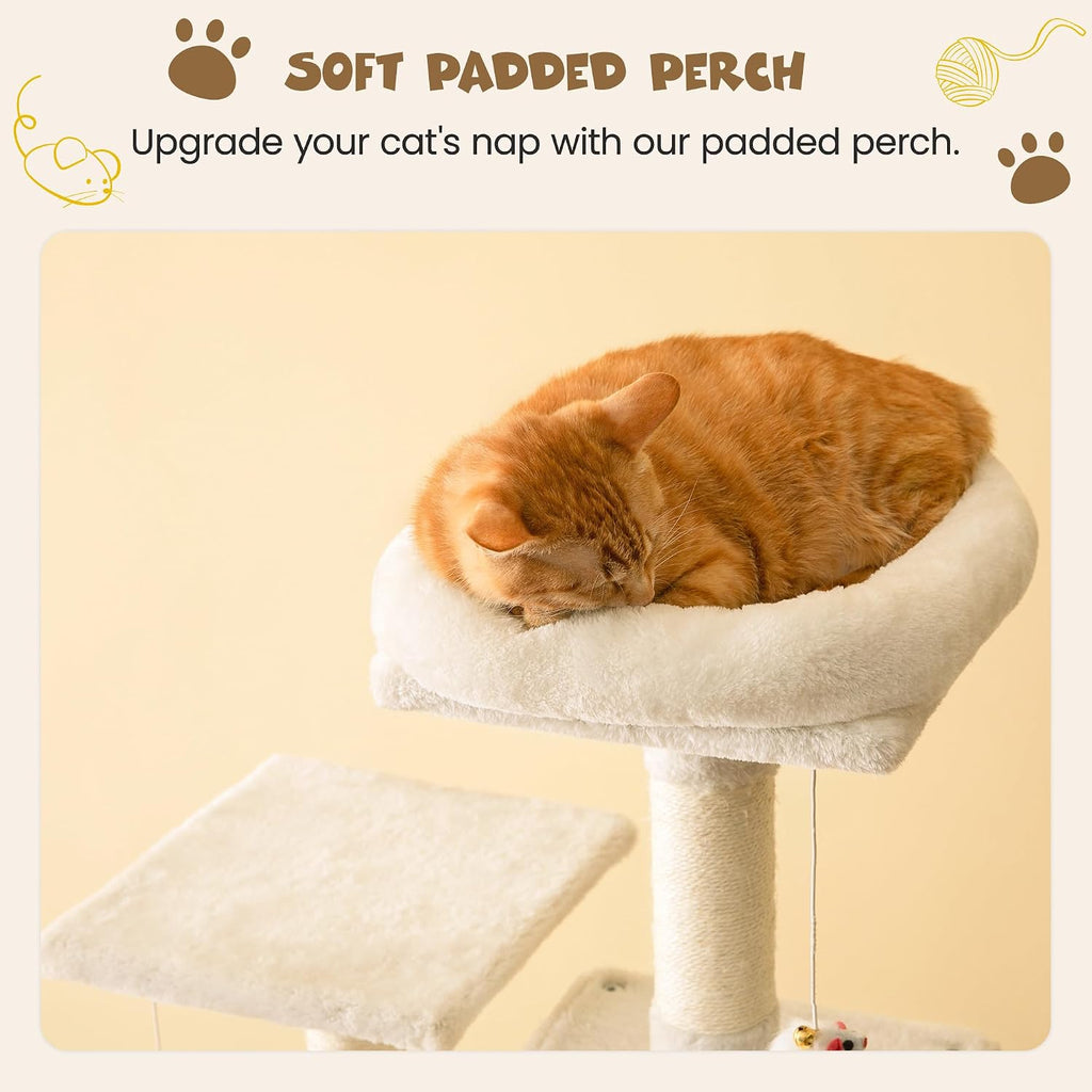 63.8 inches Multi-Level Cat Tree for Large Cats with Sisal-Covered Scratching Posts, Padded Platform, Hammock and Condo,