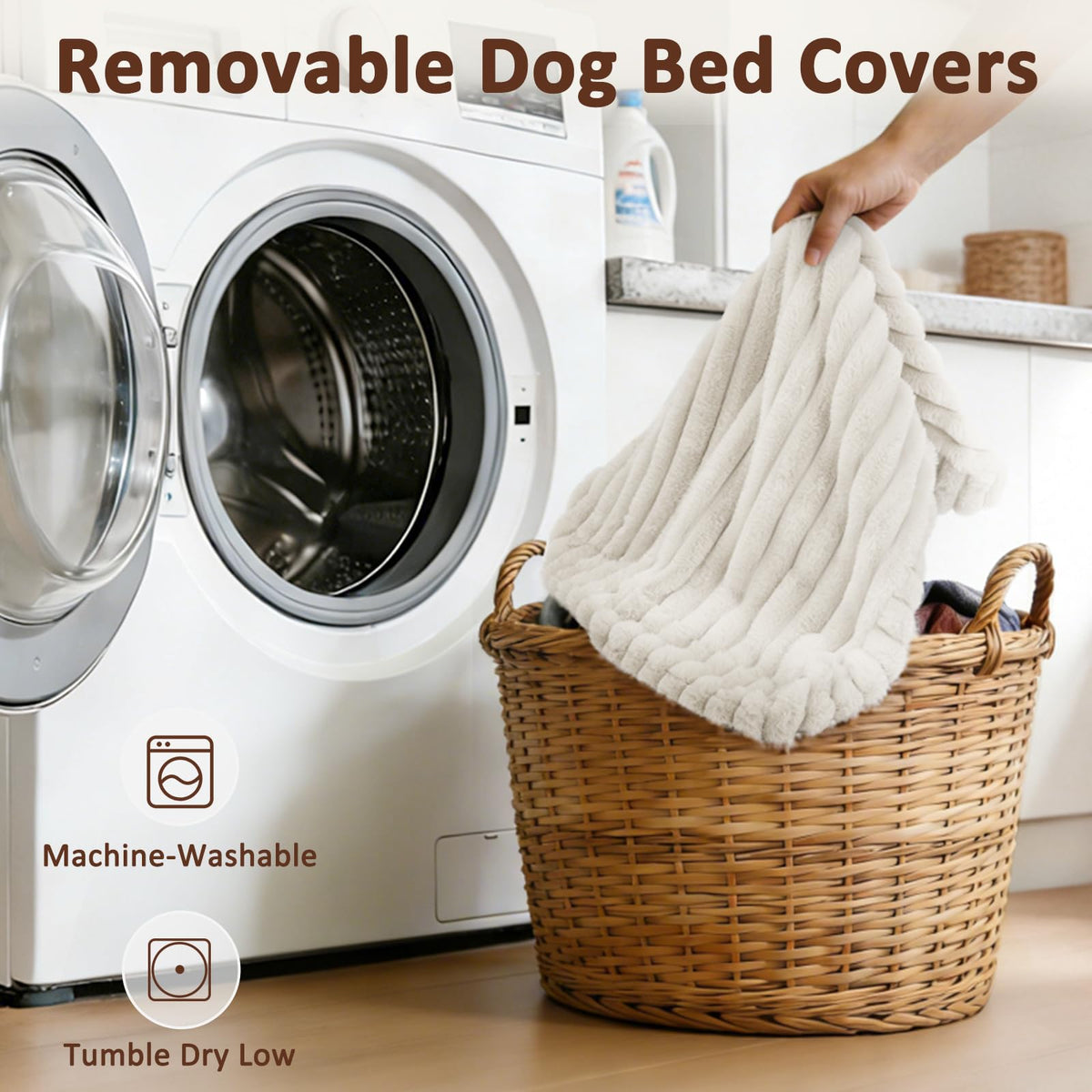 FURTIME Dog Beds Large Sized Dog, Washable Dog Bed for Crate, 35"