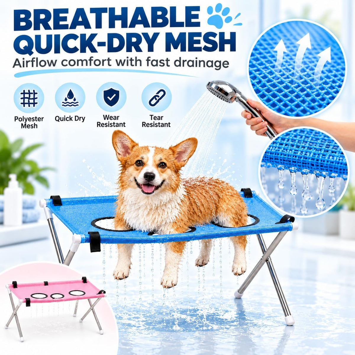Dog Bath Hammock Grooming Bathing Shower for Pet Washing Cat Small Dogs Station Stand Holder Medium Mesa Plegable para M