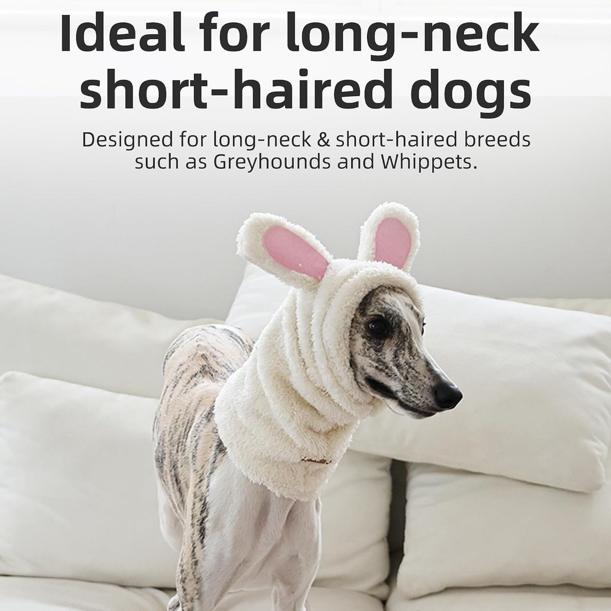 ETIAL Dog Hat Scarf for Long Neck Dogs with Animal Ears