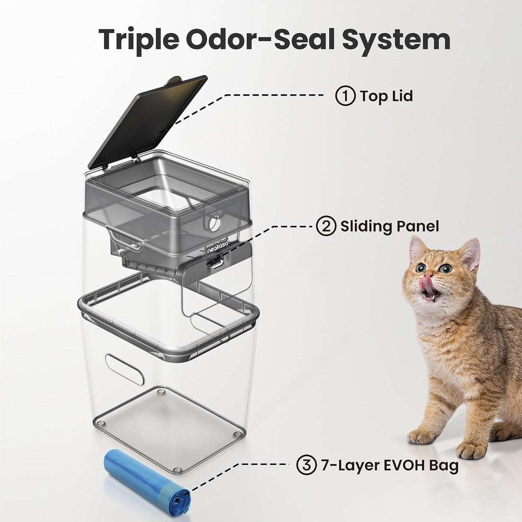 Neakasa XL Cat Litter Disposal Bin with 4-Months Supply Refill Bags (Grey)