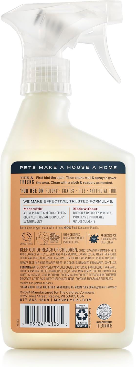 MRS. MEYER'S CLEAN DAY Pet Multi-Surface Cleaner, Orange Blossom, 16 fl oz