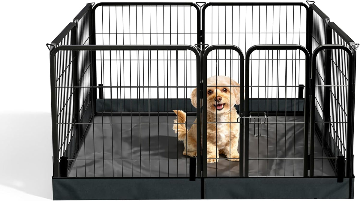 Dog Playpen with Battom Pad, 24" H 8 Panels Puppy Playpen