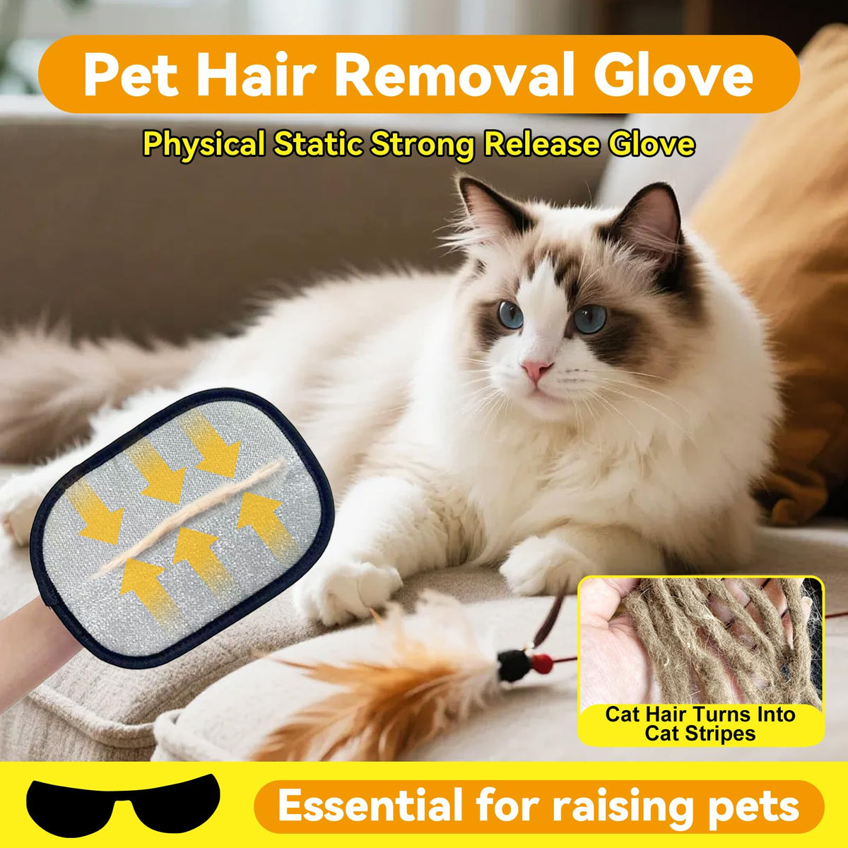 CAIBAO Electrostatic Pet Hair Removal Gloves