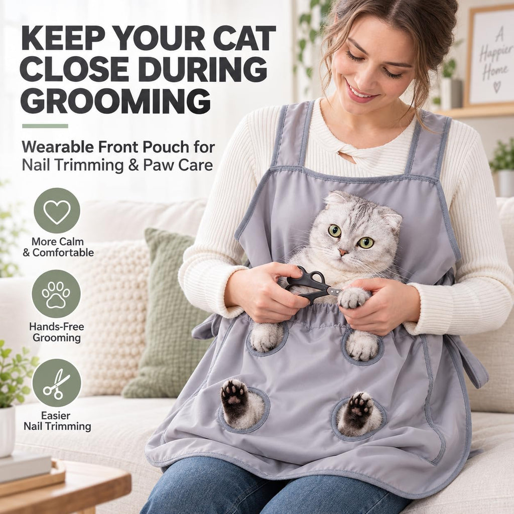 Cat Paw Bath Hammock Grooming Apron for Nail Trimming (B)
