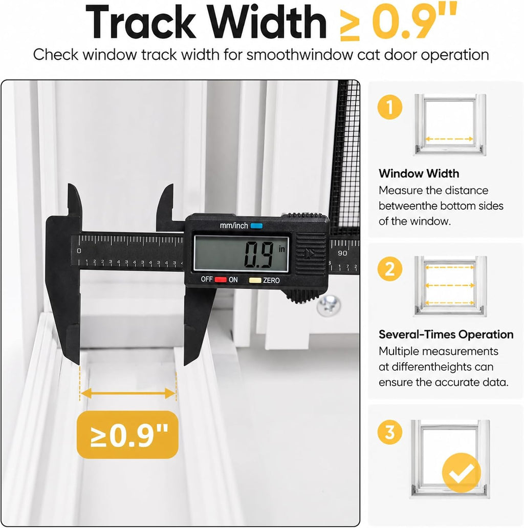 Bug-Proof Screen Cat Door for Window,Fits 30'' - 37'' Adjust Width Window