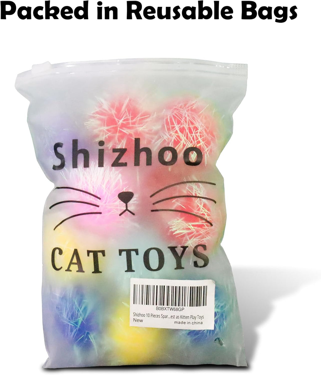 30 Pieces 1.2 inches Sparkle Pom Pom Balls for Cat - Interactive Glitter Balls, Multicolor, Best as Kitten Play Toys