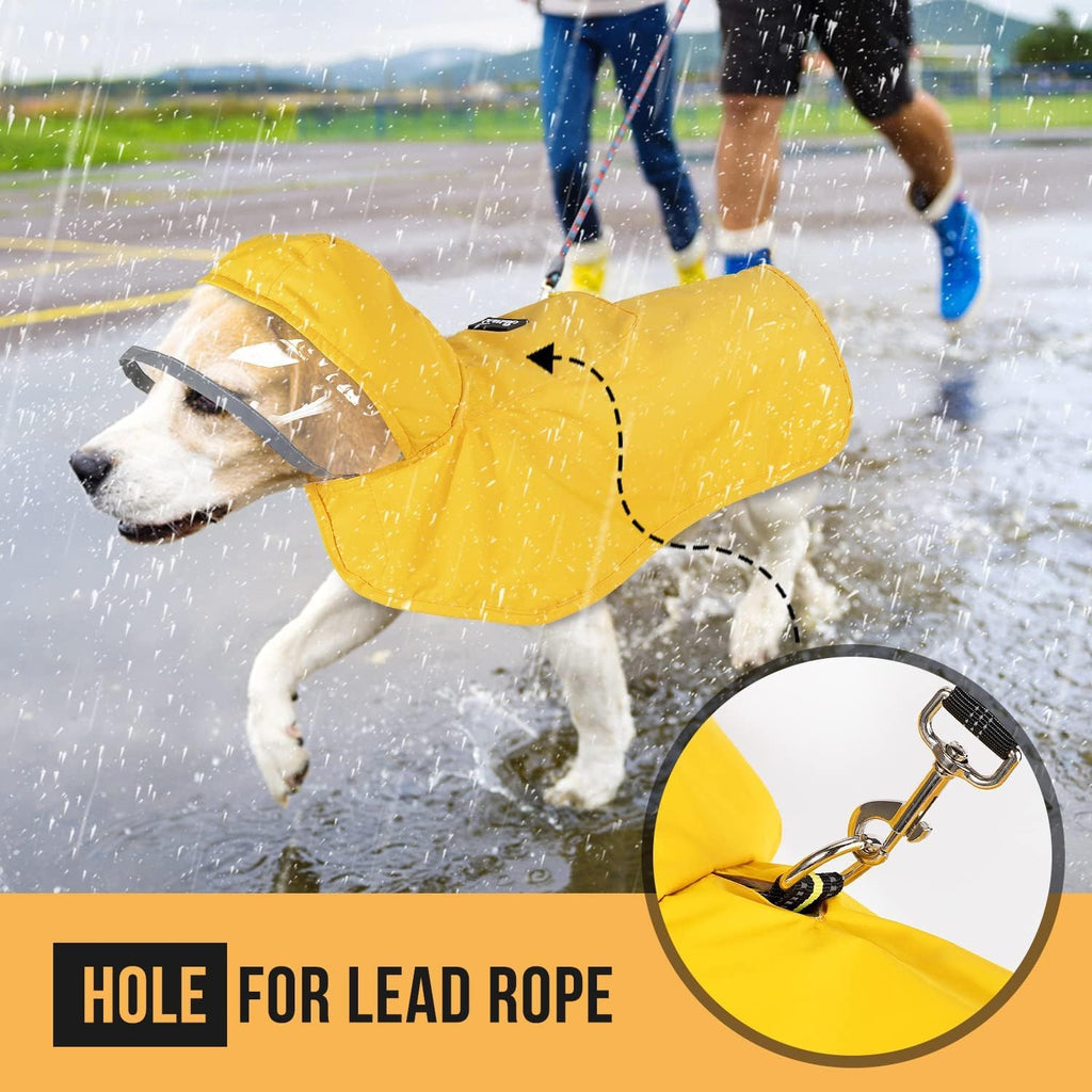 Lukovee Dog Raincoat, Waterproof Jacket with Clear Hood & Leash Hole, S