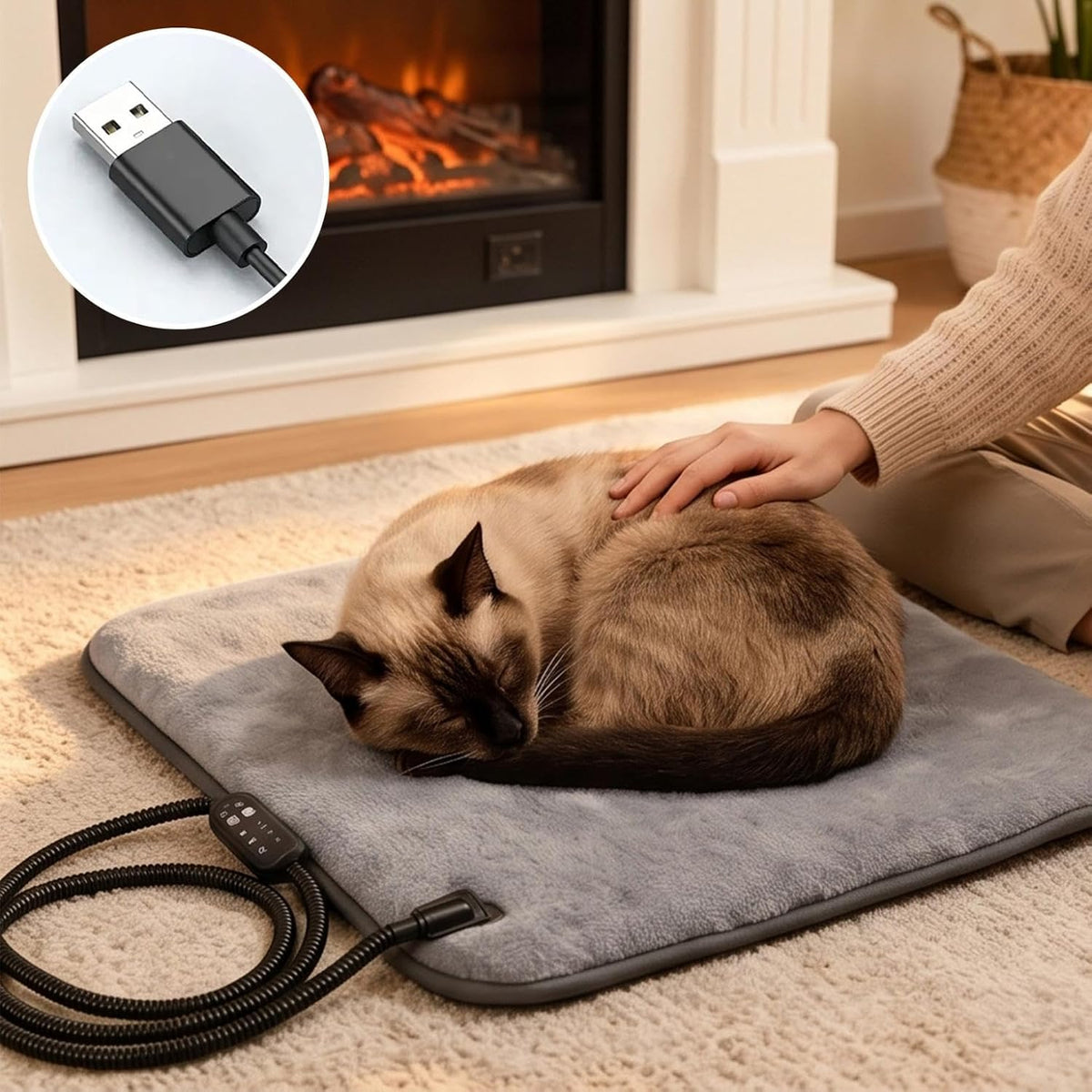 Pet Heating Pad for Cats and Dogs Soft Cat Heating Pad Heated Cats Bed
