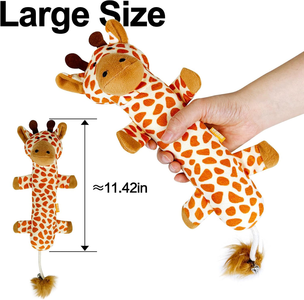 TTcat Large 11.42 Inch Giraffe Silvervine Cat Kick Toy, Crinkle Plush Cat Chew Pillow Toy with Bell Tail, Interactive Ki