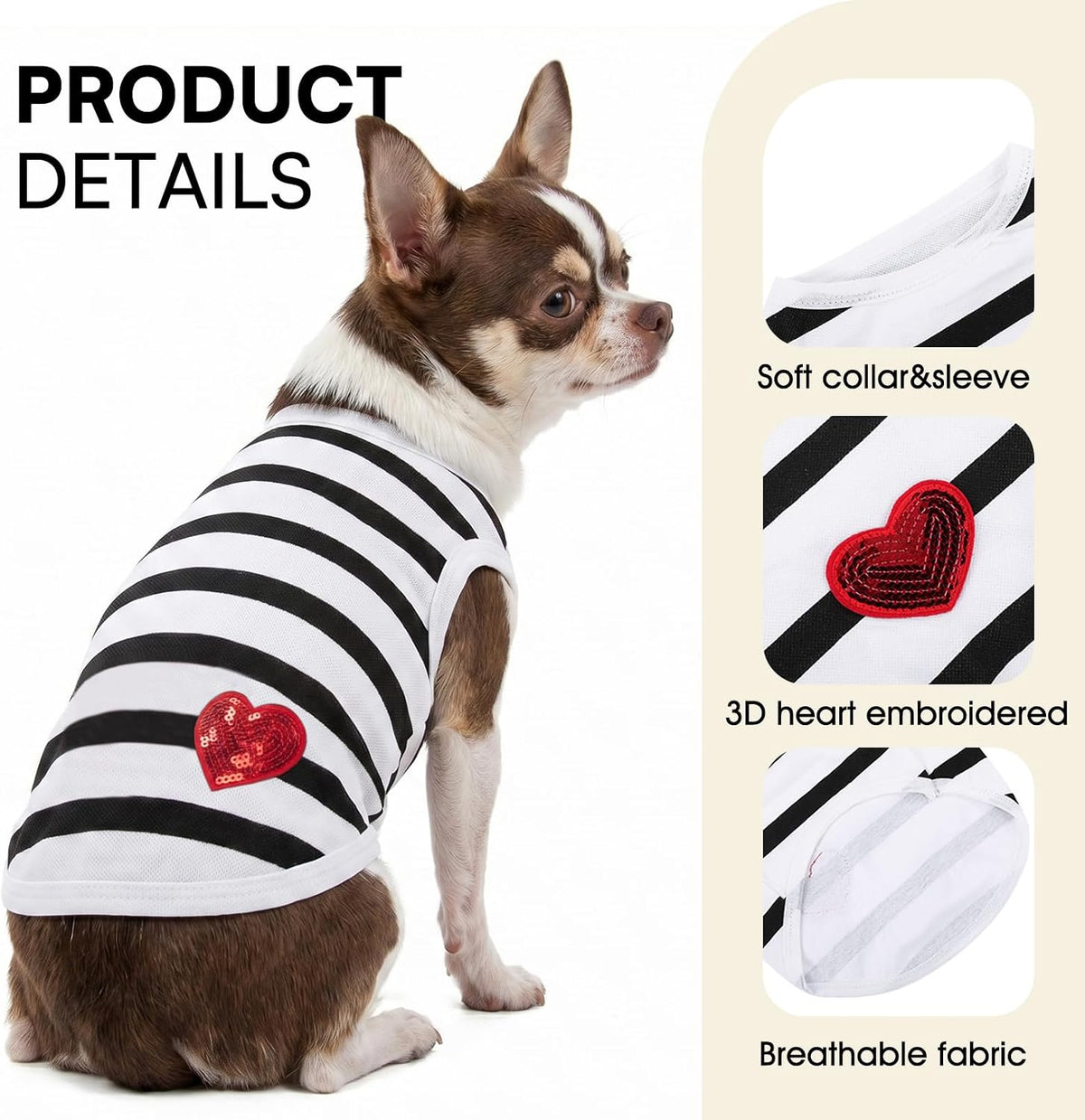 Dog Shirts for Medium Dogs, Striped T-shirt Dog Tank Top, Bichon Tee Shirts