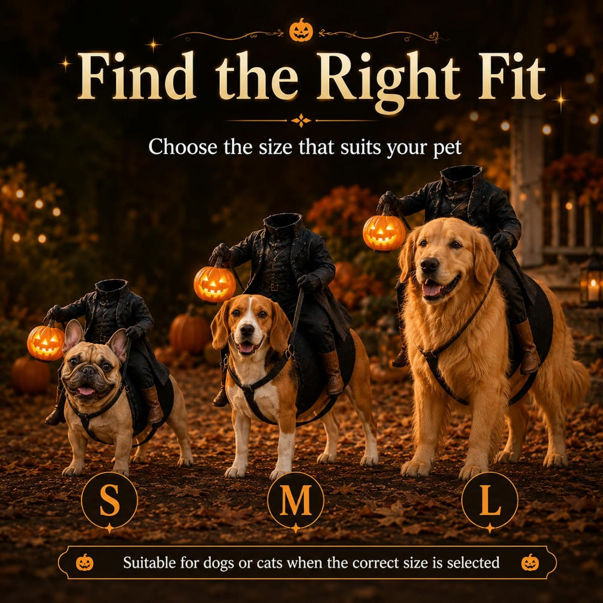 Light-Up Headless Horseman Pet Costume Pumpkin Rider Harness
