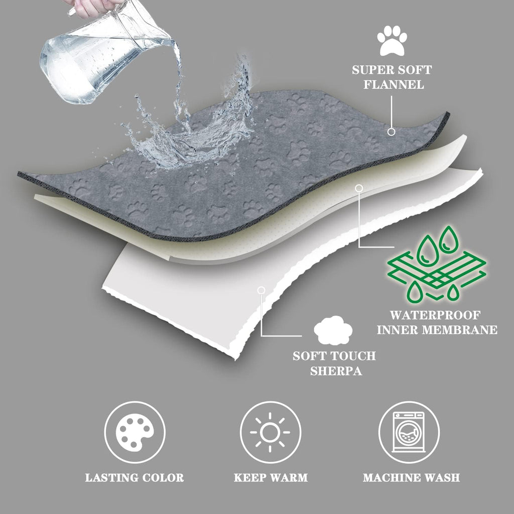 Pet Blankets for Cats - Waterproof Cat Blanket Washable - Sherpa Fleece Puppy Blanket, Soft Plush Reversible Throw Prote