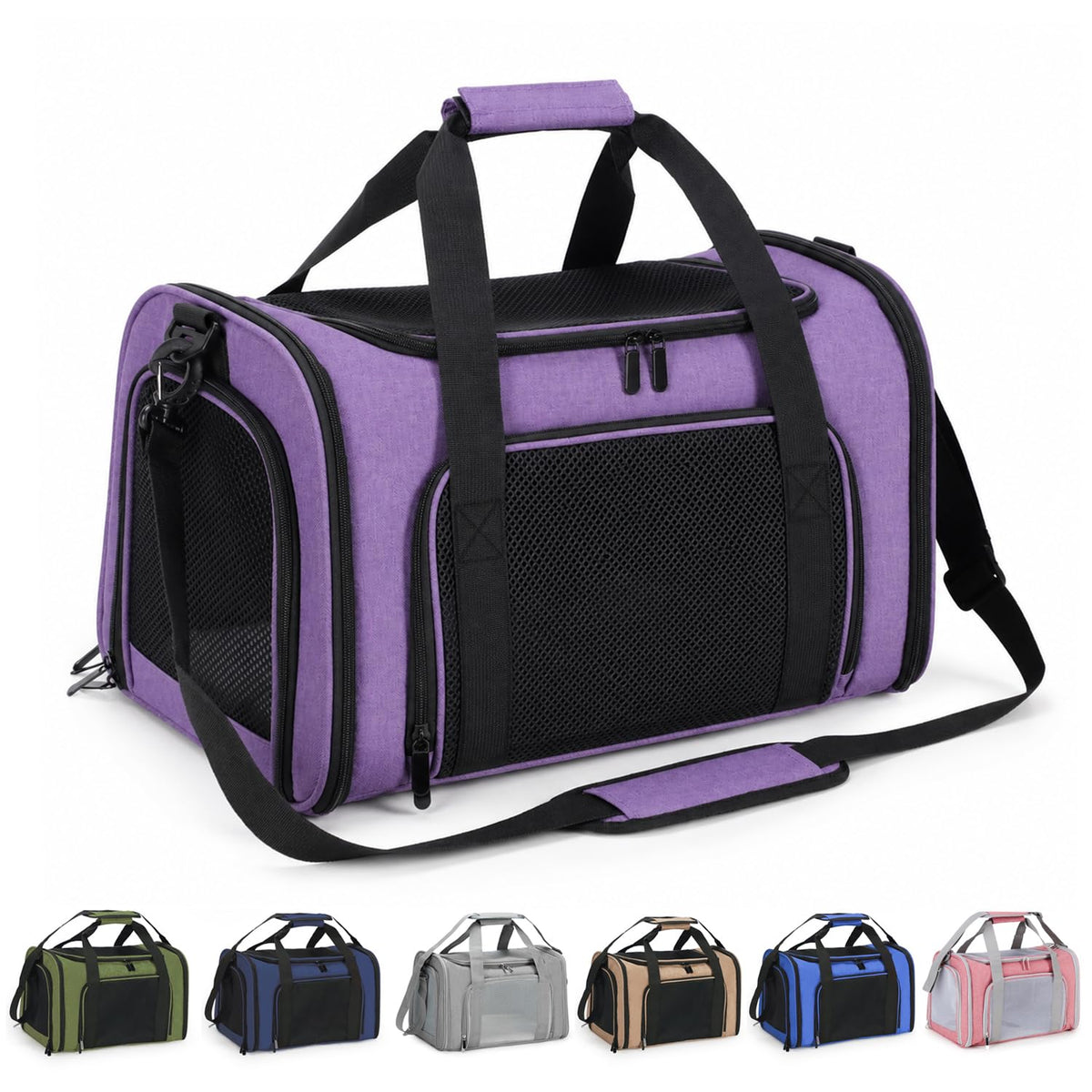 DALASITING Pet Carrier for Cats and Small Dogs Up to 15 lb,Purple, Medium