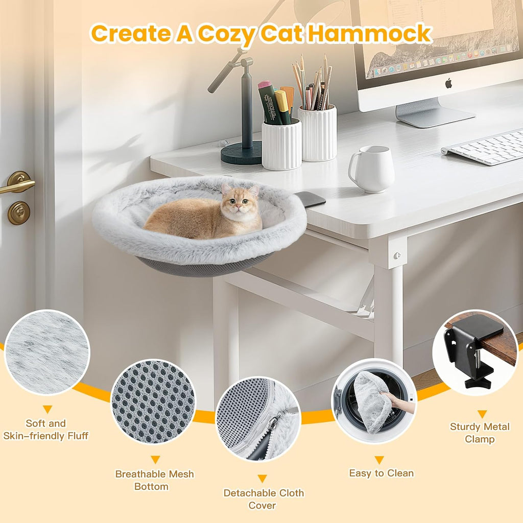 Pawaboo Cat Desk Bed, One-click Foldable Sunken Cats Hammock up to 40lbs