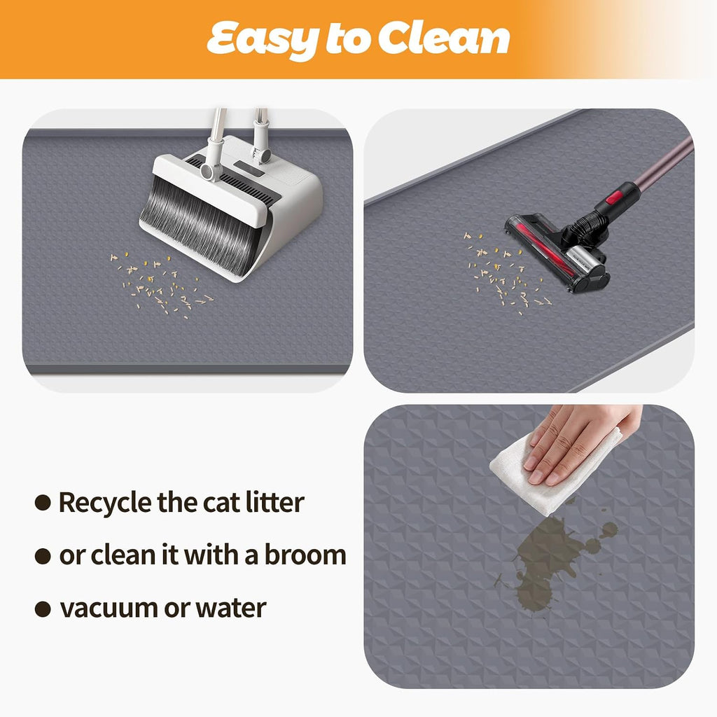 Cat Litter Mat for Litter Box 51"x25.6" Extra Large Silicone Mat,Light Grey